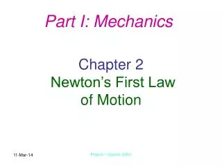 Chapter 2 Newton’s First Law of Motion