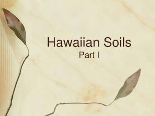 Hawaiian Soils Part I