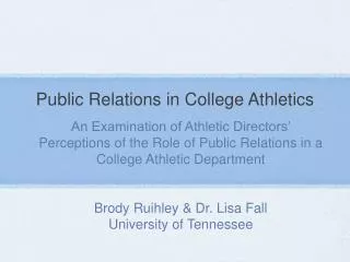 Public Relations in College Athletics