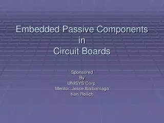 Embedded Passive Components in Circuit Boards