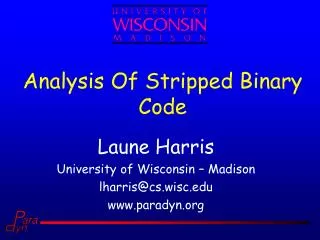 Analysis Of Stripped Binary Code