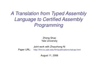 A Translation from Typed Assembly Language to Certified Assembly Programming
