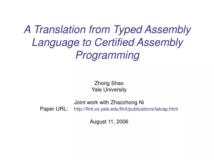 a translation from typed assembly language to certified assembly programming