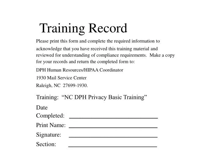 training record
