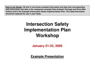 Intersection Safety Implementation Plan Workshop