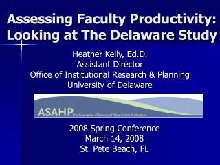 Assessing Faculty Productivity: Looking at The Delaware Study