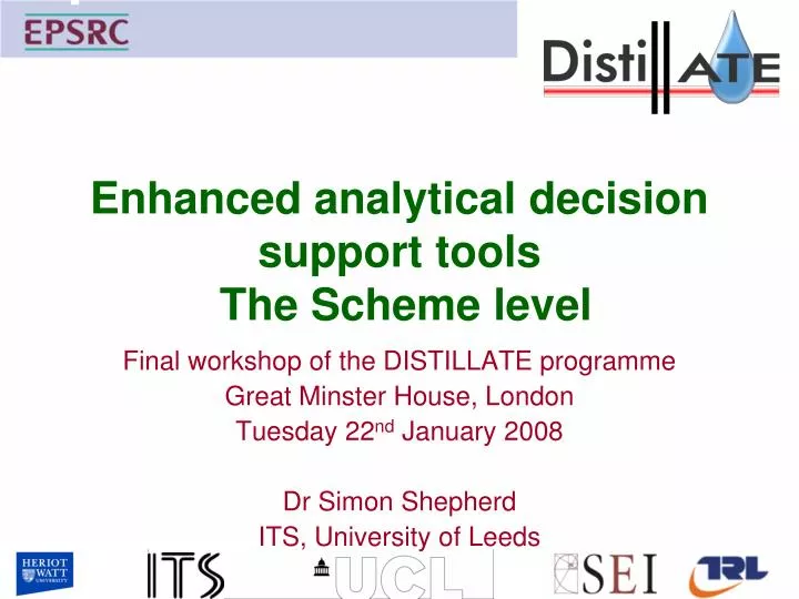 enhanced analytical decision support tools the scheme level