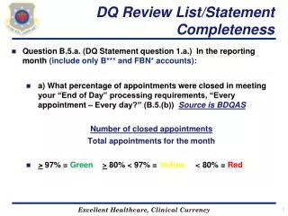 DQ Review List/Statement Completeness