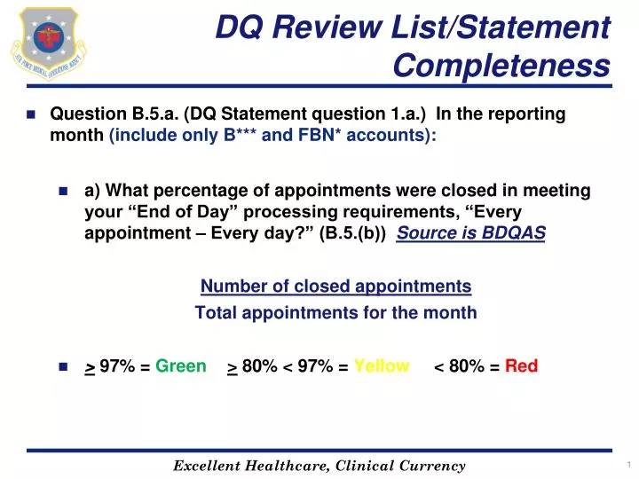 dq review list statement completeness