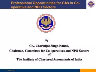 Professional Opportunities for CAs in Co-operative and NPO Sectors