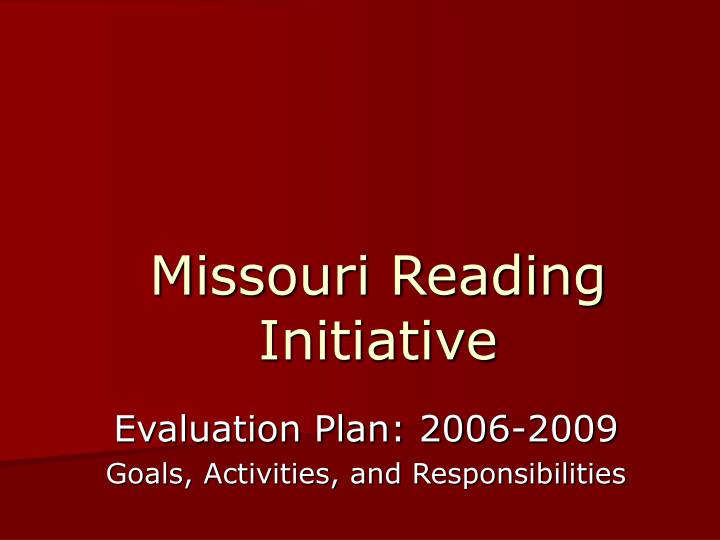 missouri reading initiative