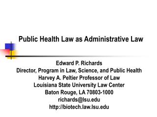 Public Health Law as Administrative Law