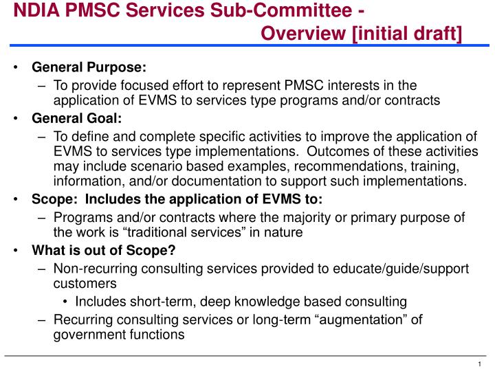 ndia pmsc services sub committee overview initial draft