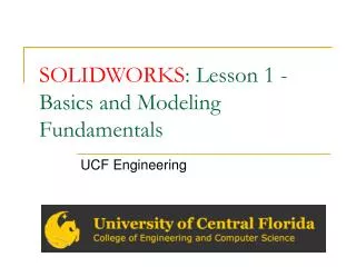 SOLIDWORKS : Lesson 1 - Basics and Modeling Fundamentals