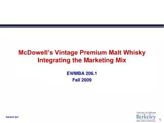 McDowell’s Vintage Premium Malt Whisky Integrating the Marketing Mix