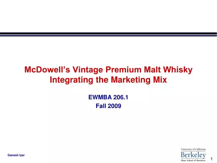 mcdowell s vintage premium malt whisky integrating the marketing mix