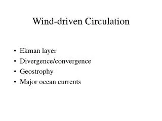 Wind-driven Circulation