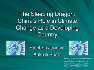 The Sleeping Dragon: China’s Role in Climate Change as a Developing Country