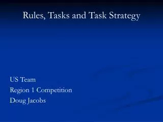 Rules, Tasks and Task Strategy