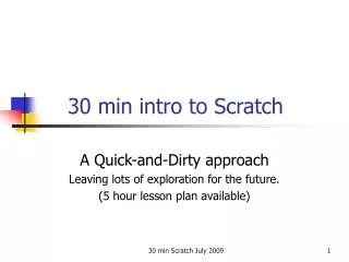 30 min intro to Scratch
