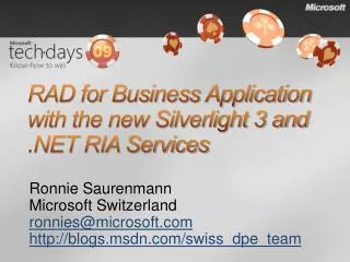 RAD for Business Application with the new Silverlight 3 and .NET RIA Services