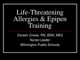 Life-Threatening Allergies &amp; Epipen Training
