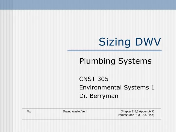 sizing dwv