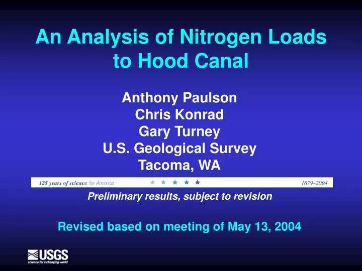 an analysis of nitrogen loads to hood canal