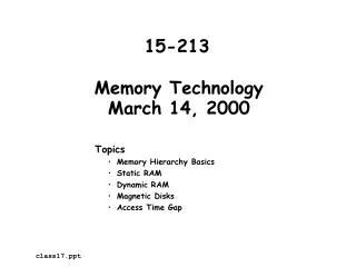 Memory Technology March 14, 2000