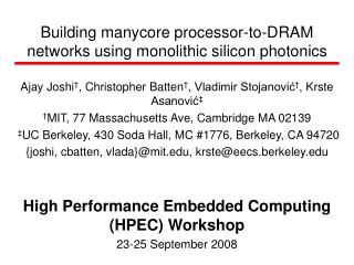 Building manycore processor-to-DRAM networks using monolithic silicon photonics