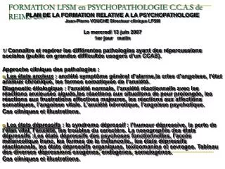 FORMATION LFSM en PSYCHOPATHOLOGIE C.C.A.S de REIMS 2007