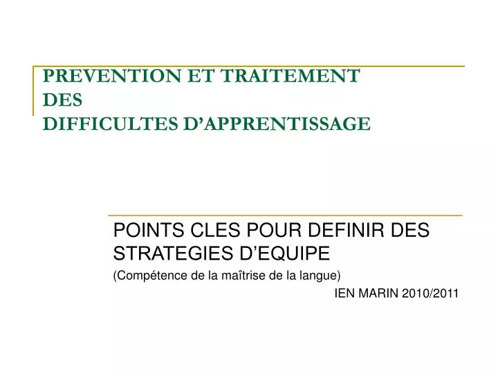 prevention et traitement des difficultes d apprentissage