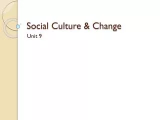 Social Culture &amp; Change