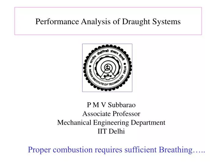 performance analysis of draught systems