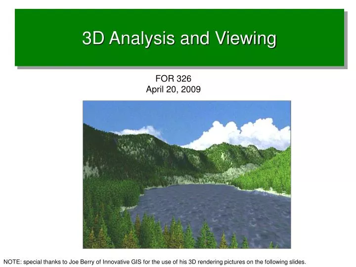 3d analysis and viewing