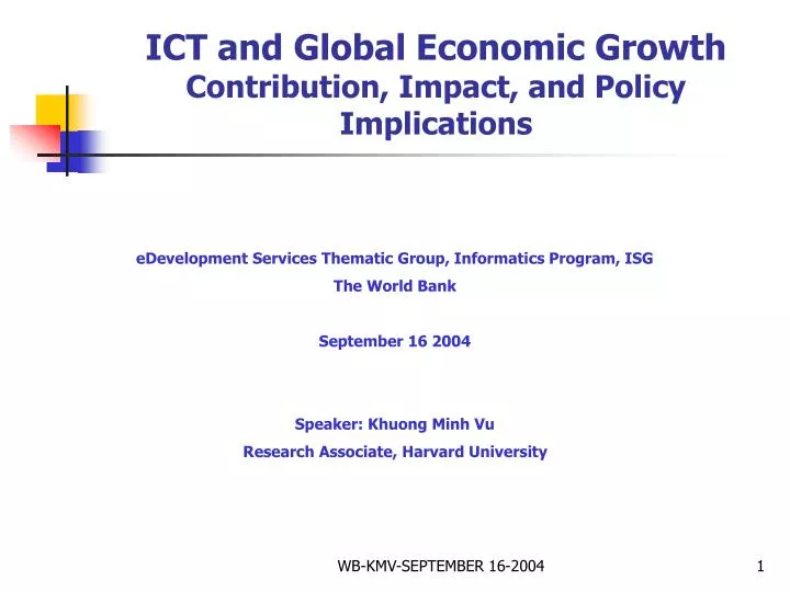 ict and global economic growth contribution impact and policy implications