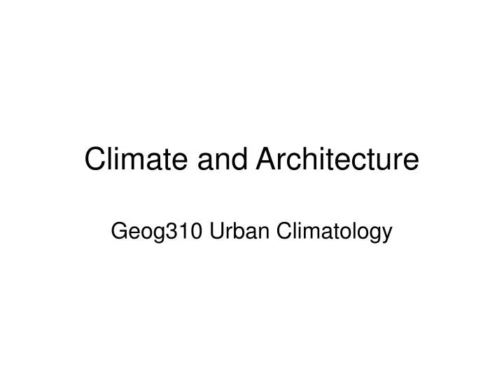 climate and architecture