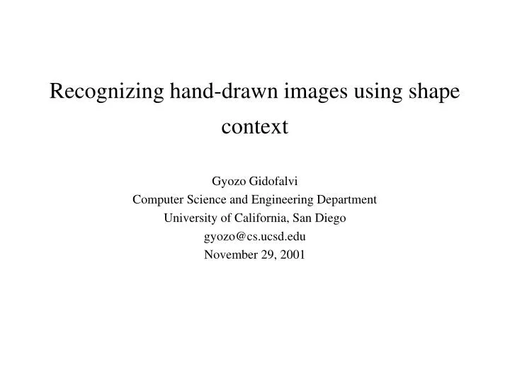 recognizing hand drawn images using shape context