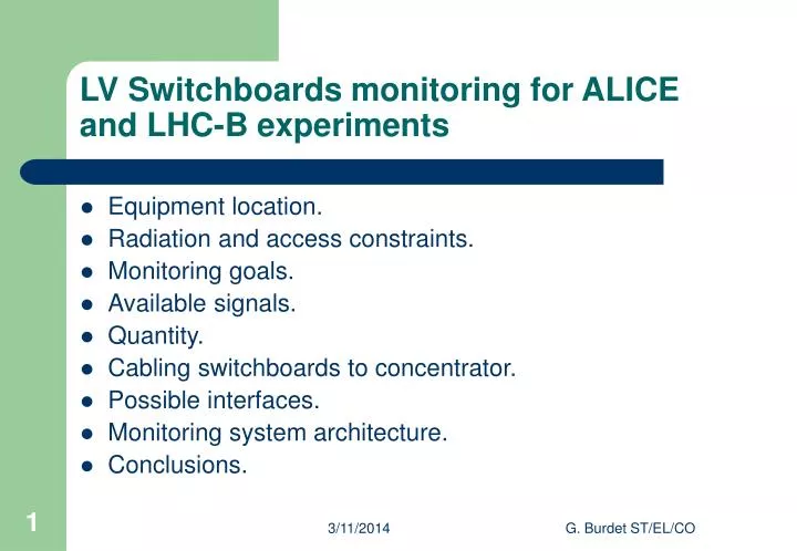 lv switchboards monitoring for alice and lhc b experiments