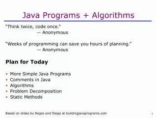 Java Programs + Algorithms