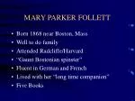 MARY PARKER FOLLETT