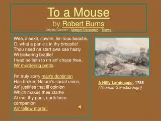 To a Mouse by Robert Burns Original Version ~ Modern Translation ~ Theme