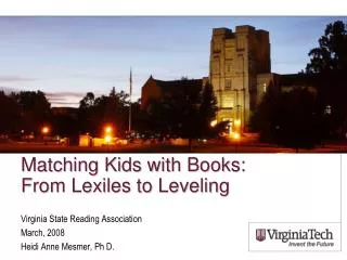Matching Kids with Books: From Lexiles to Leveling