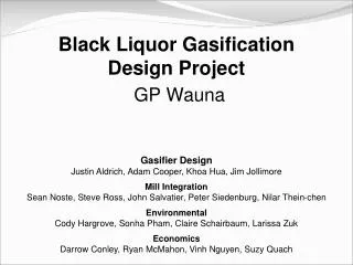Black Liquor Gasification Design Project GP Wauna