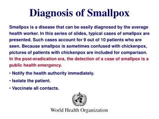Diagnosis of Smallpox