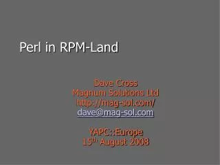 Perl in RPM-Land
