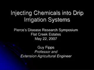 Injecting Chemicals into Drip Irrigation Systems