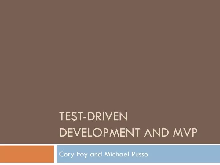 test driven development and mvp