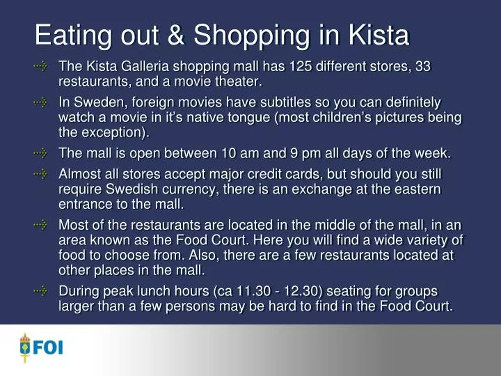 eating out shopping in kista