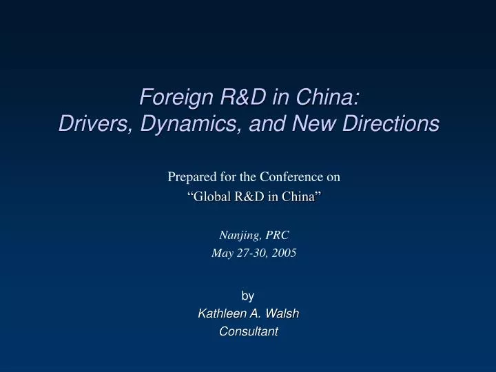 foreign r d in china drivers dynamics and new directions